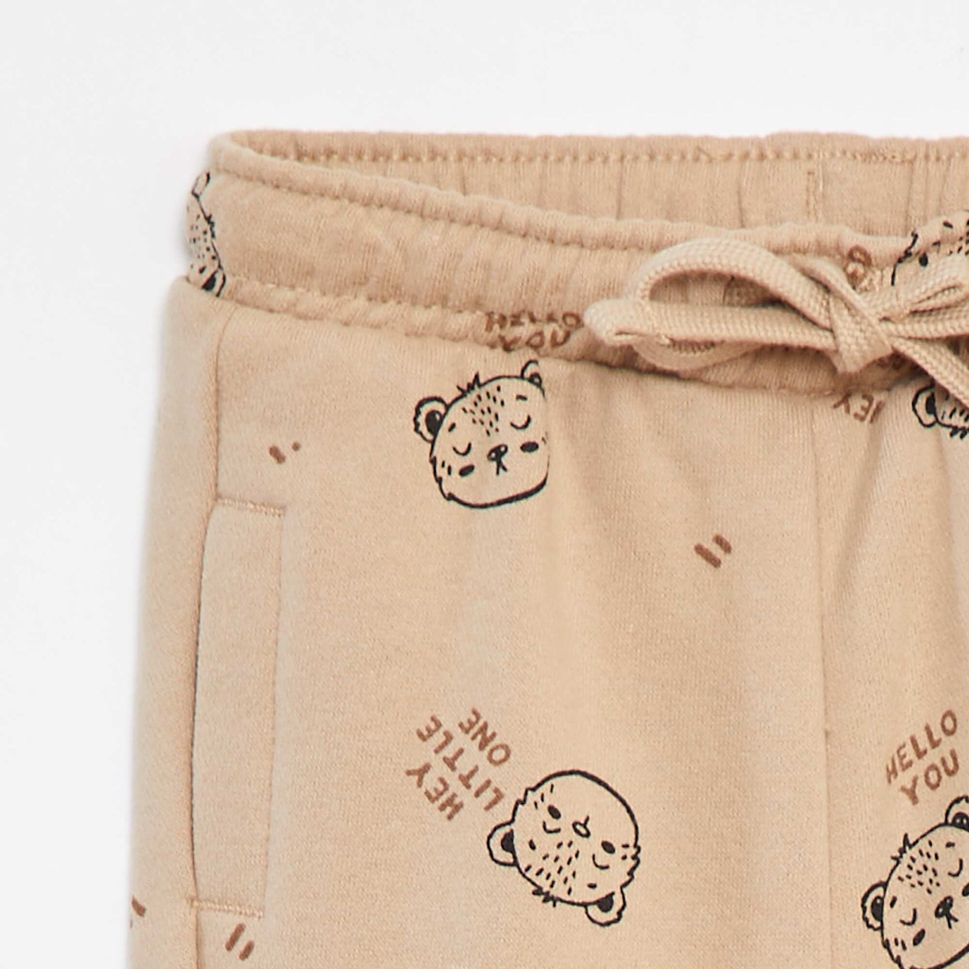 Pantalon jogging uni avec taille élastiquée BEIGE
