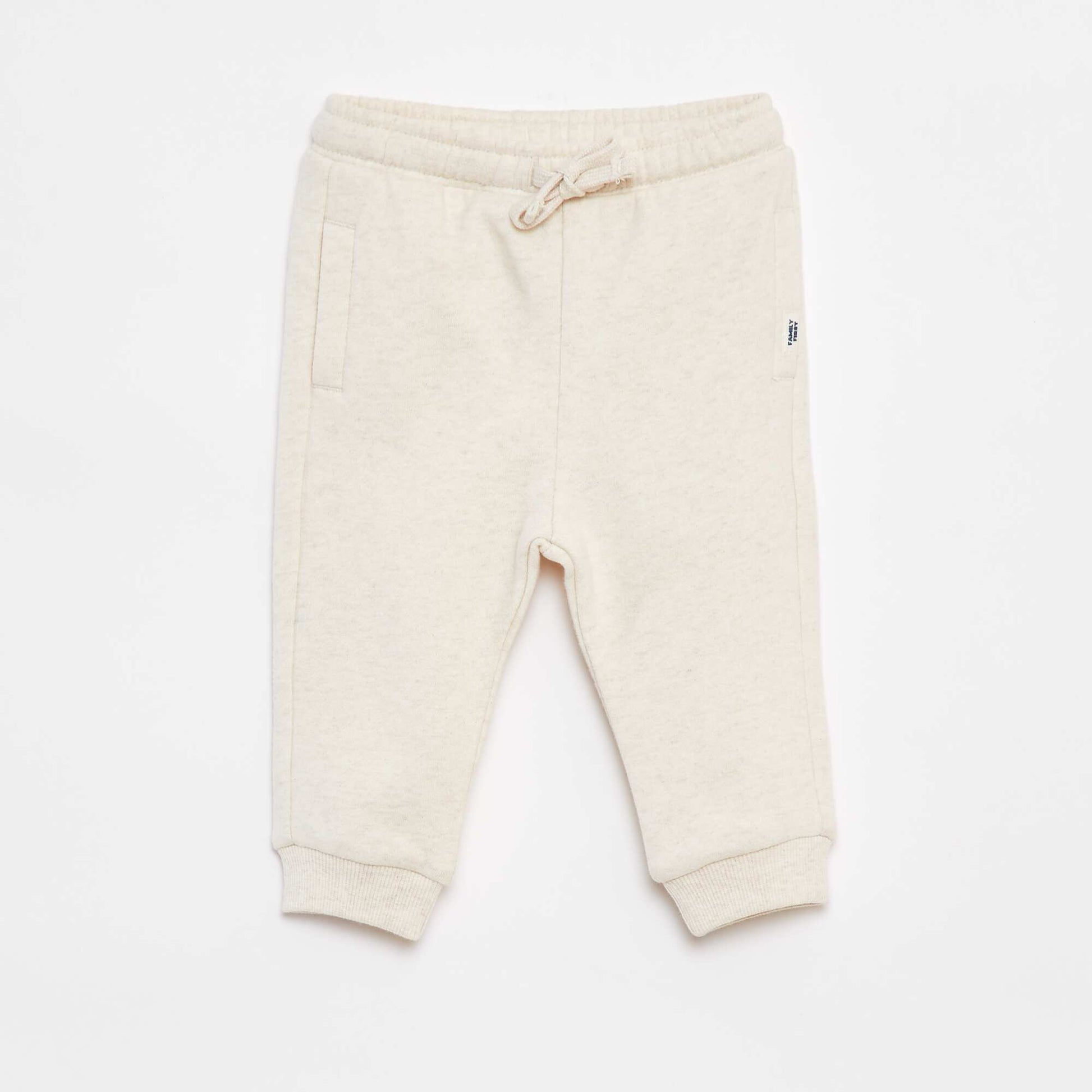 Pantalon jogging uni avec taille élastiquée BEIGE