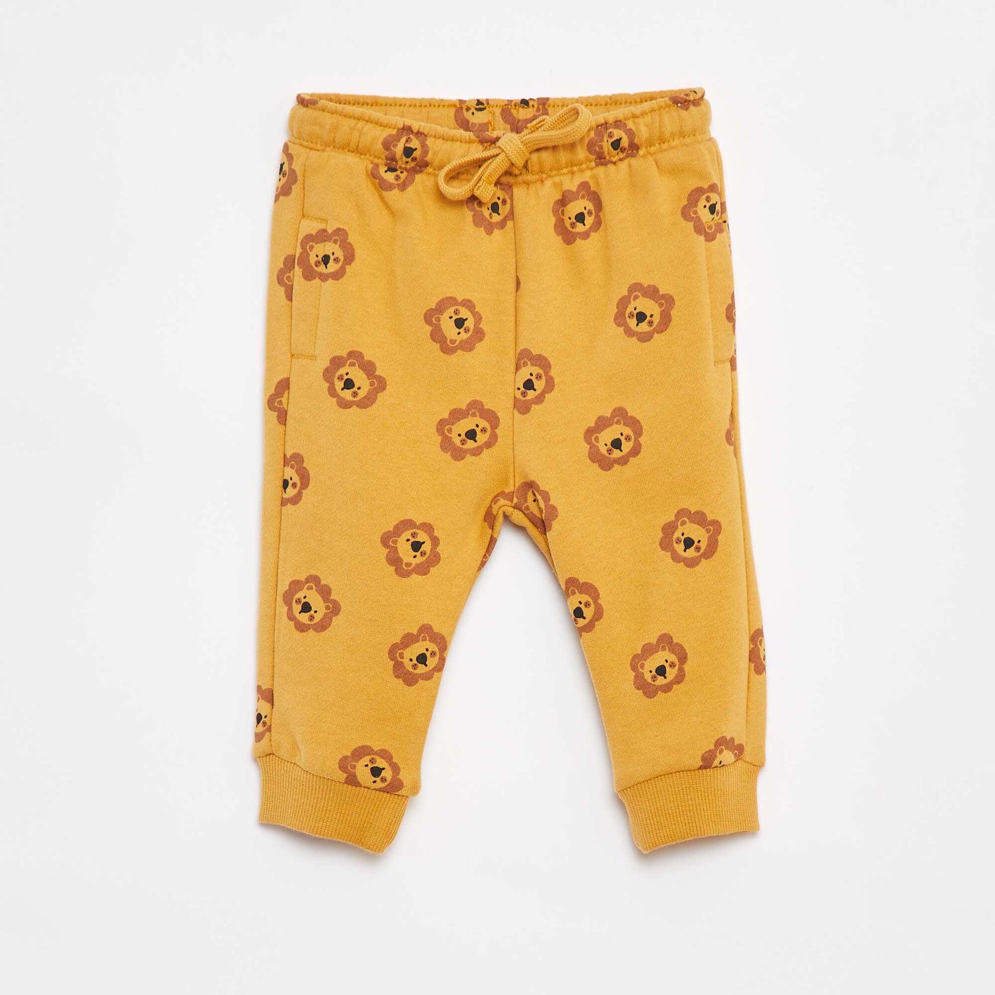 Pantalon jogging uni avec taille élastiquée JAUNE