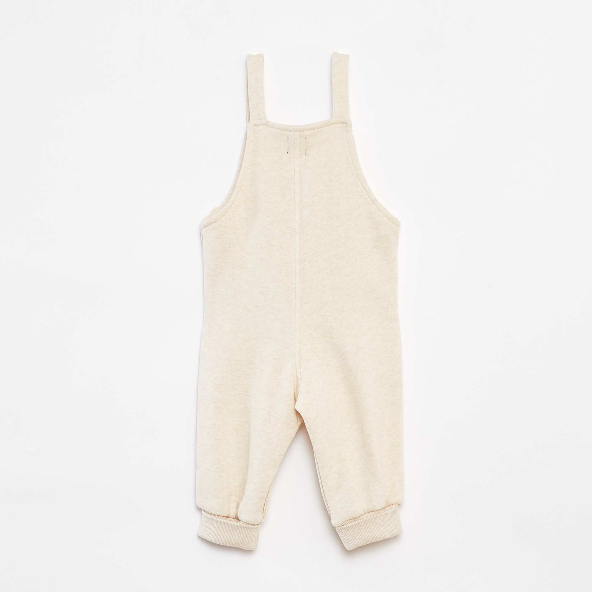 Salopette longue en molleton avec bretelles ajustables BEIGE