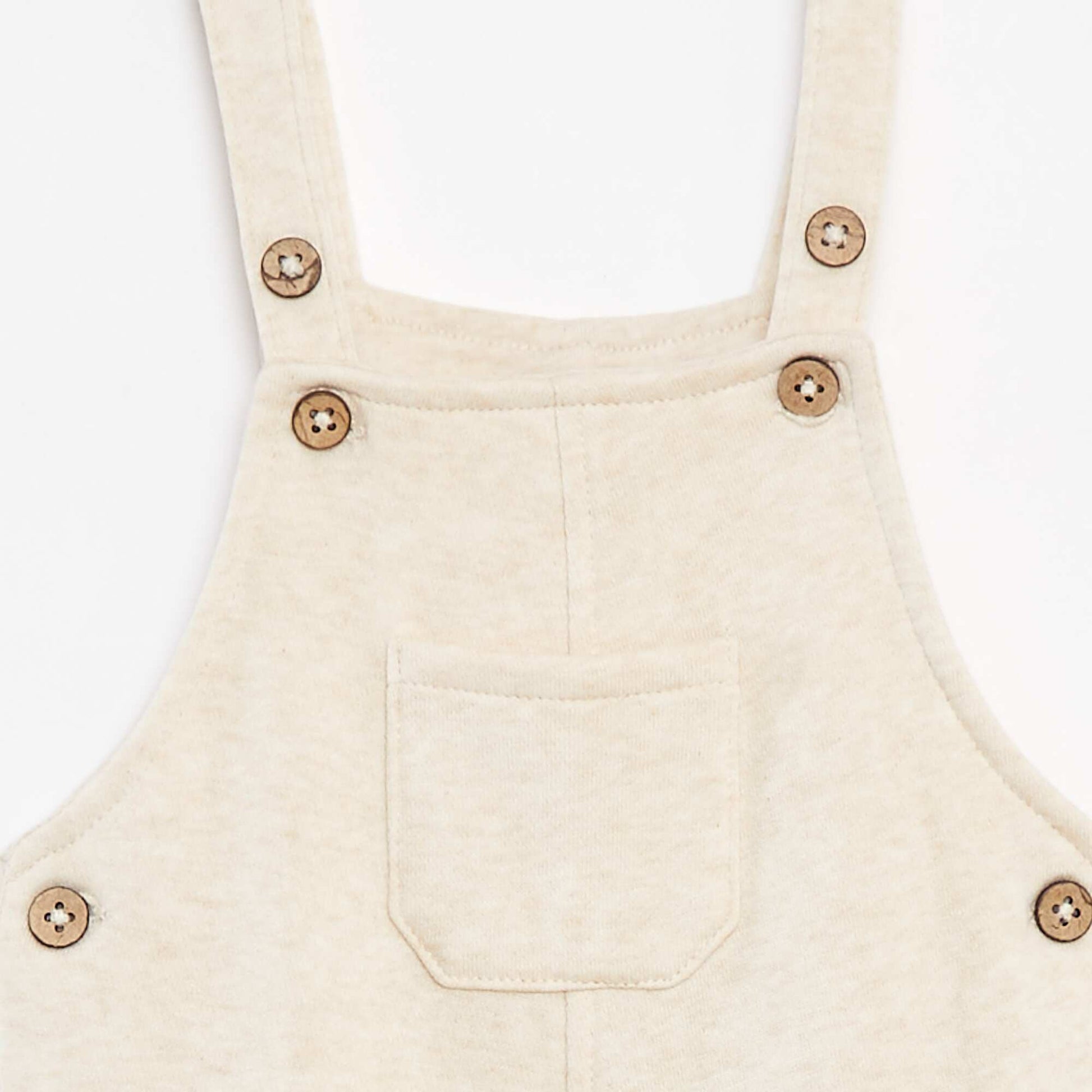 Salopette longue en molleton avec bretelles ajustables BEIGE