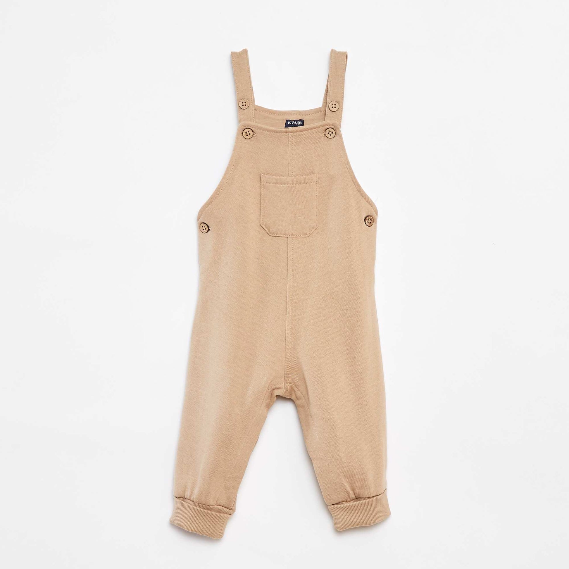 Salopette longue en molleton avec bretelles ajustables BEIGE