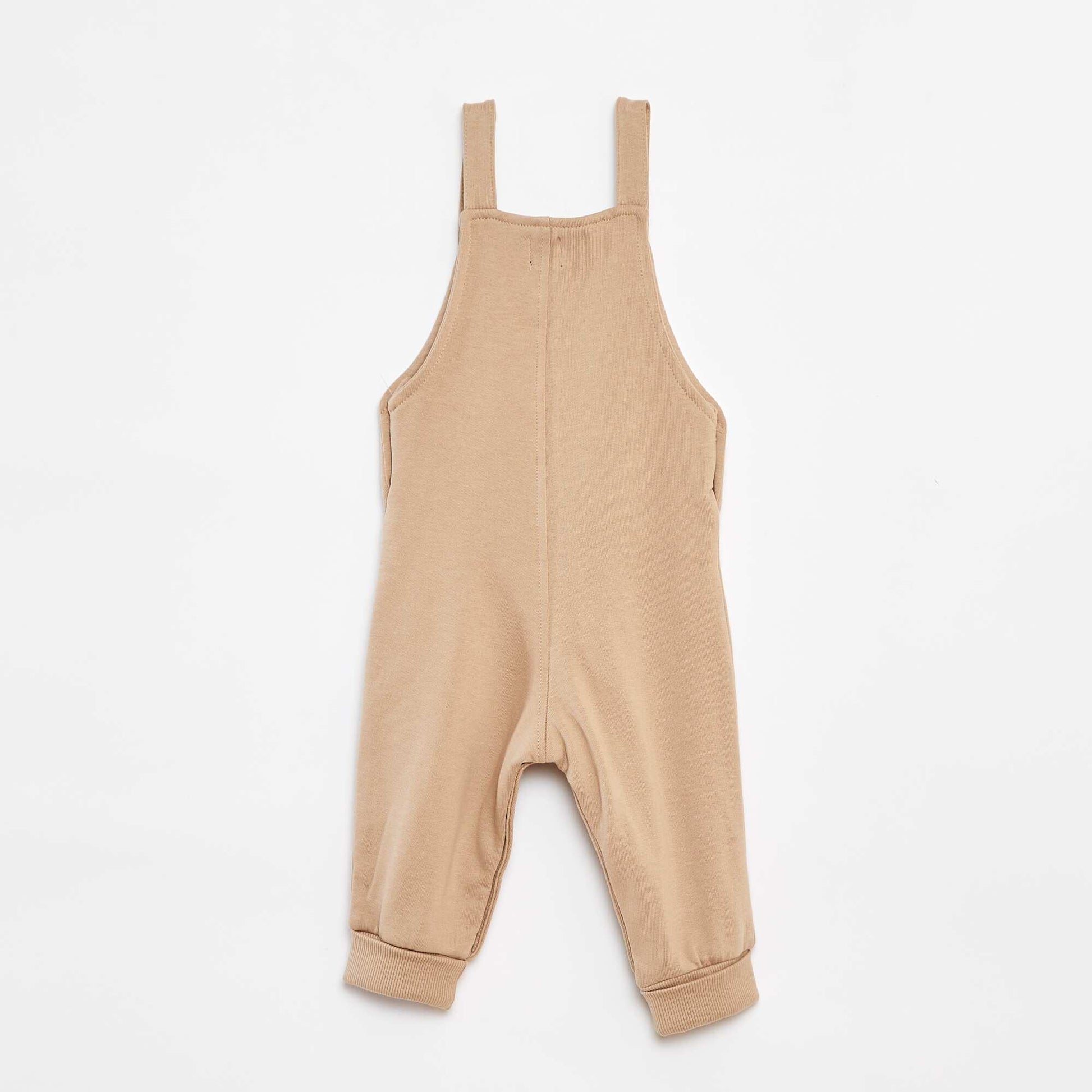 Salopette longue en molleton avec bretelles ajustables BEIGE