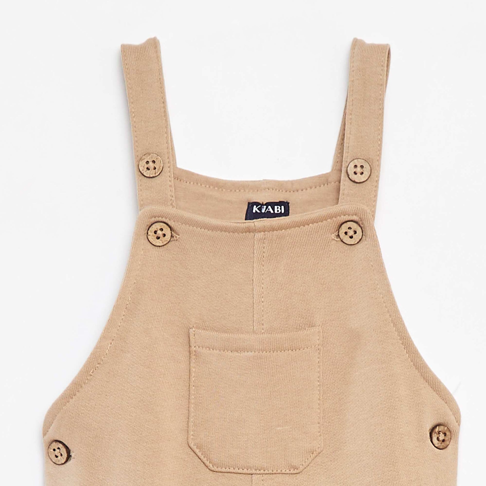 Salopette longue en molleton avec bretelles ajustables BEIGE