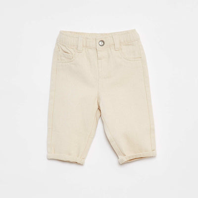 Pantalon en twill paperbag taille 3/4 BLANC
