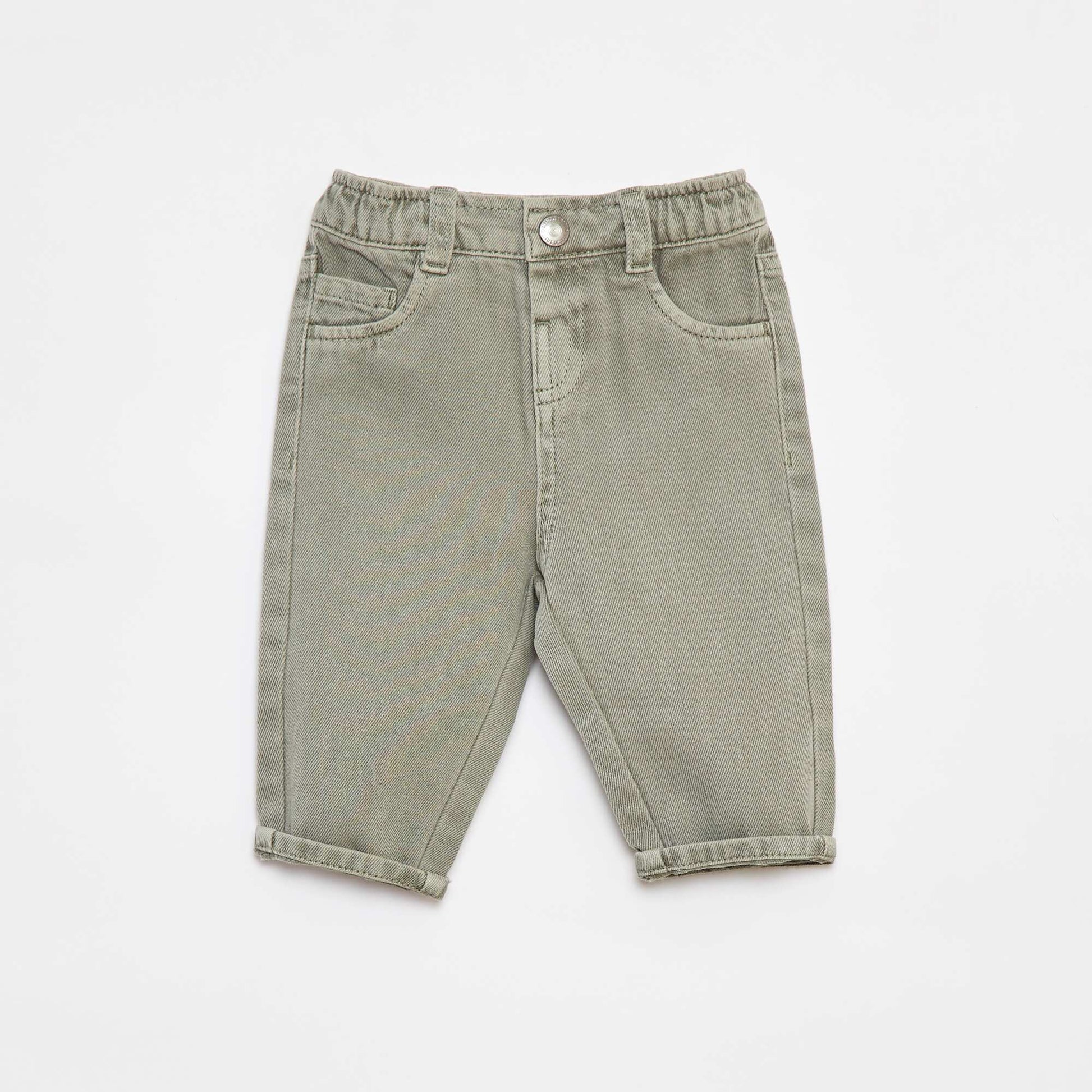 Pantalon en twill paperbag taille 3/4 VERT