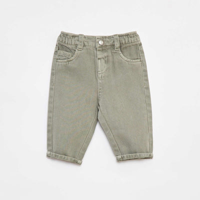 Pantalon en twill paperbag taille 3/4 VERT
