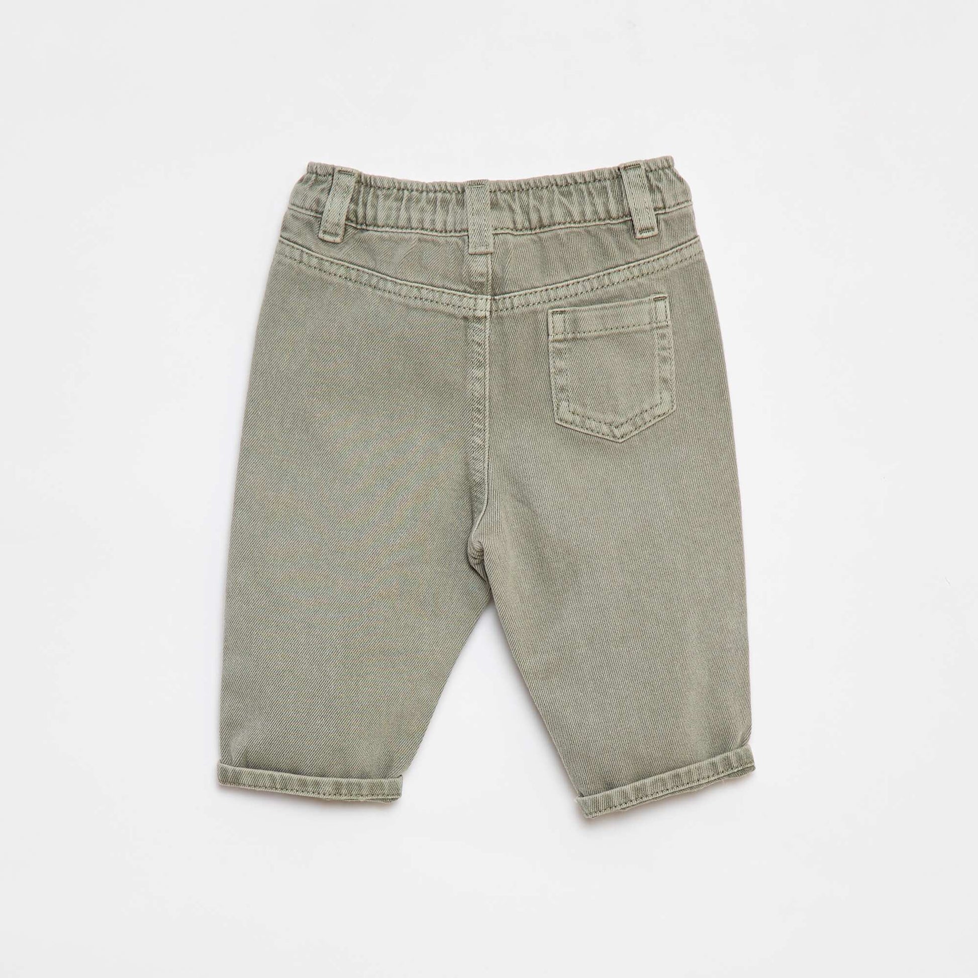 Pantalon en twill paperbag taille 3/4 VERT
