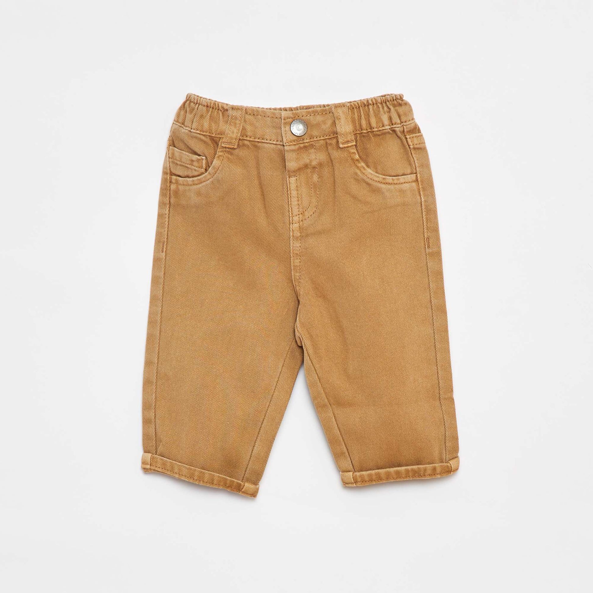 Pantalon en twill paperbag taille 3/4 BEIGE