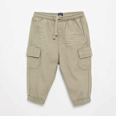 Pantalon jogger en twill avec poches à rabat KAKI