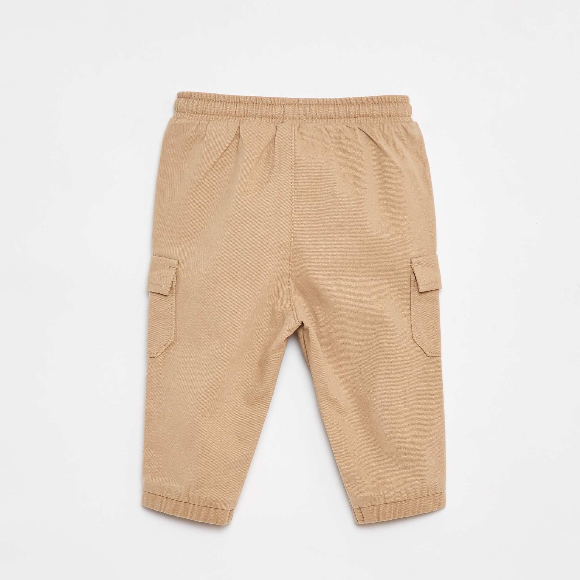 Pantalon jogger en twill avec poches à rabat BEIGE