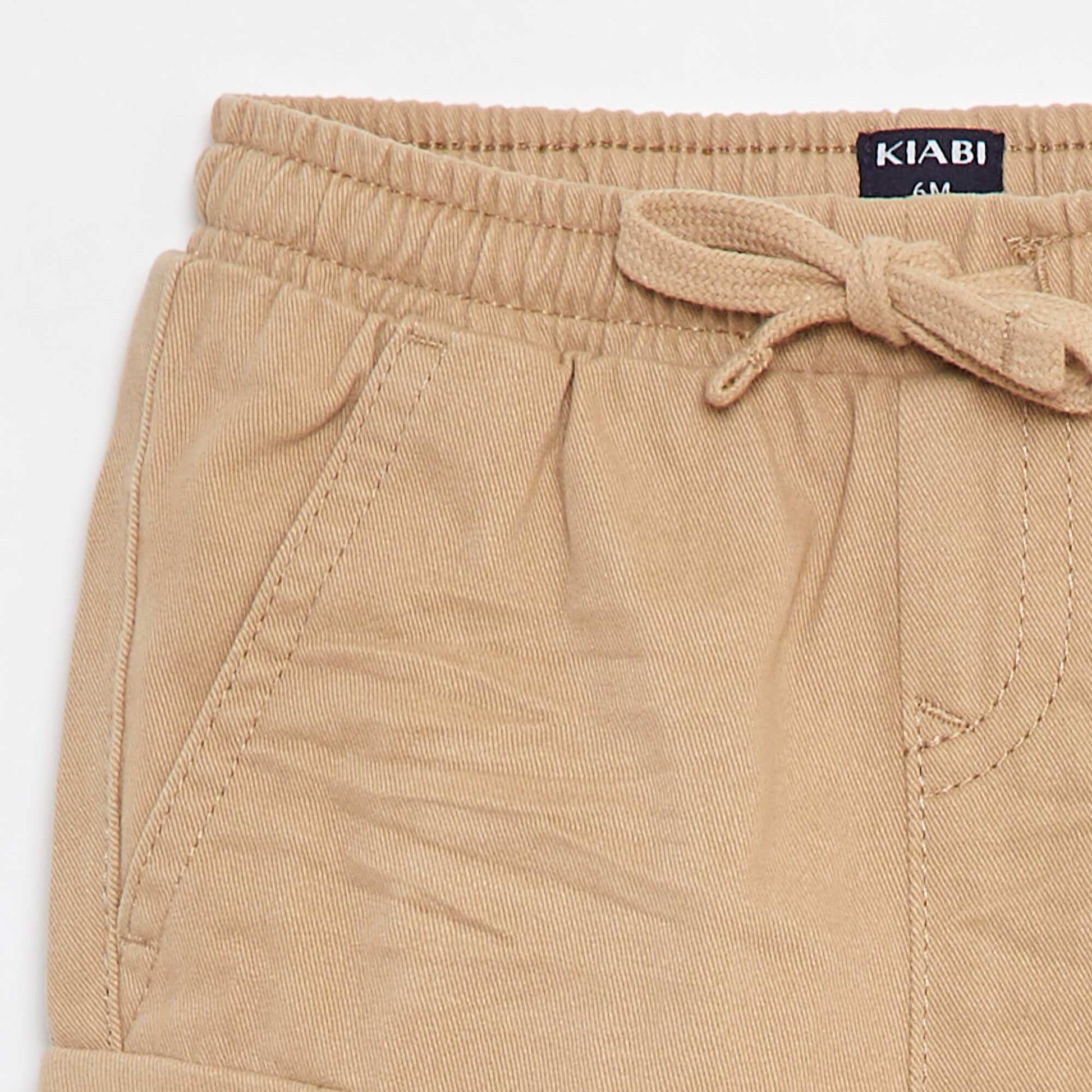 Pantalon jogger en twill avec poches à rabat BEIGE