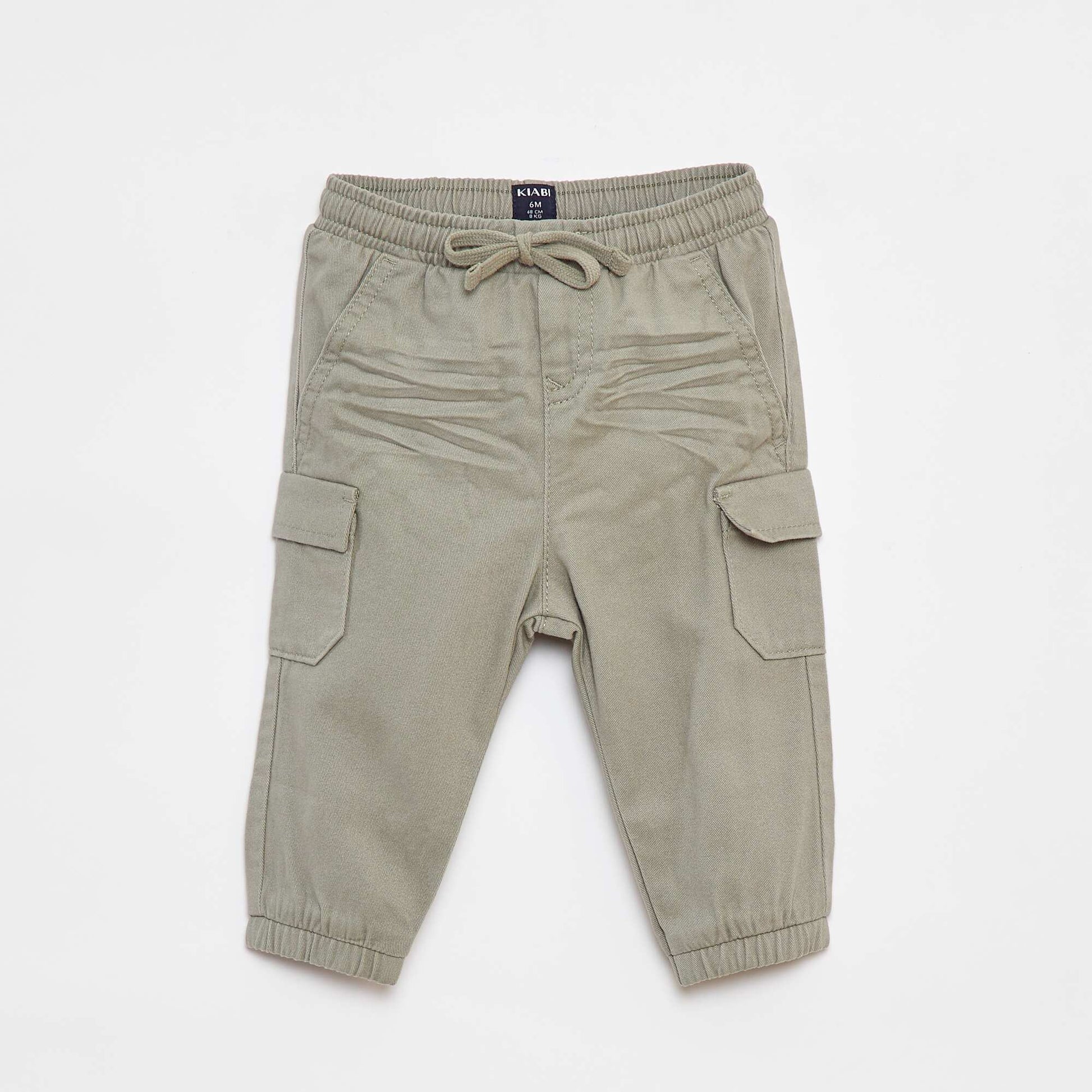 Pantalon jogger en twill avec poches à rabat VERT