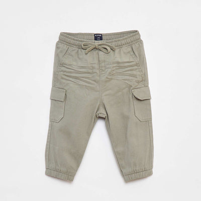 Pantalon jogger en twill avec poches à rabat VERT