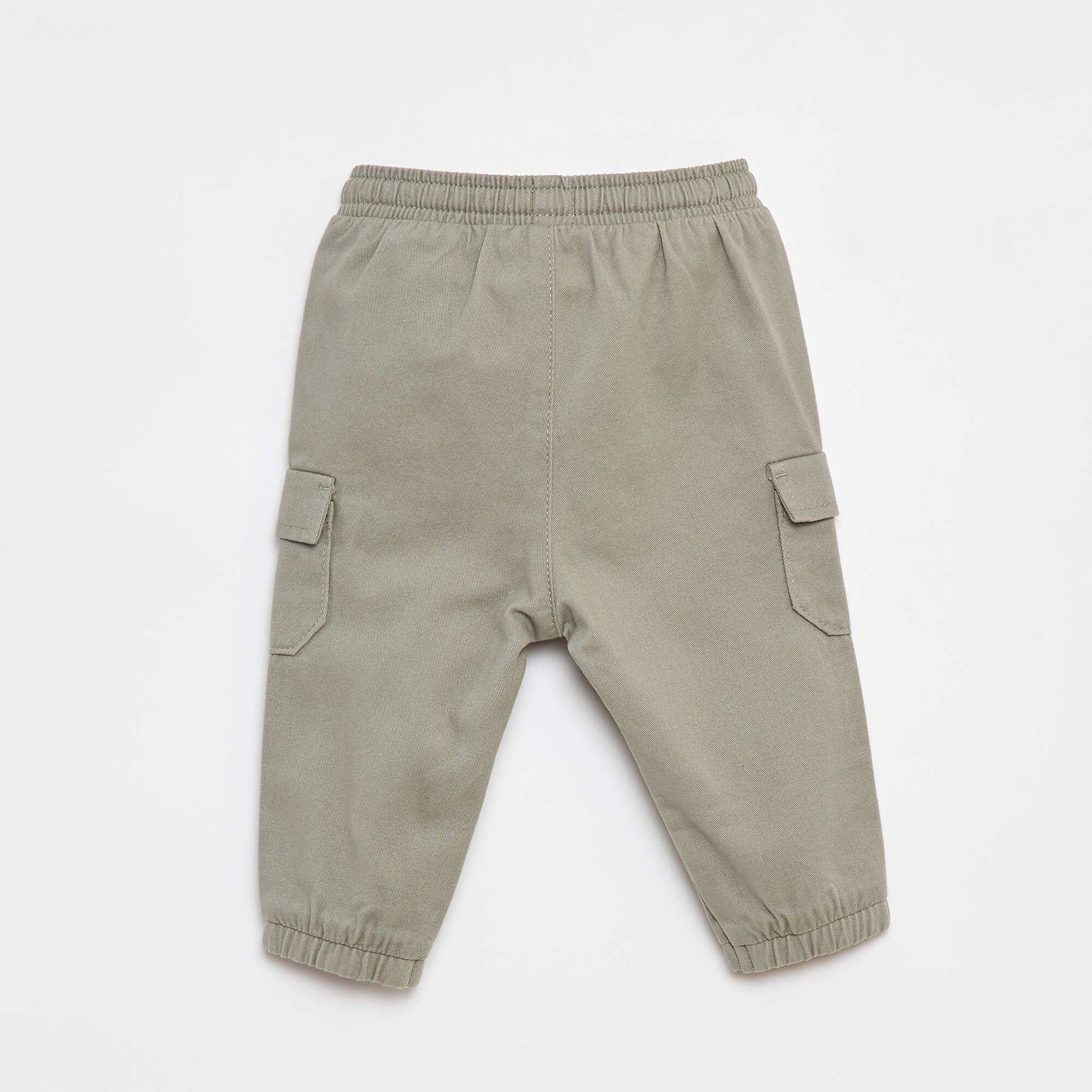 Pantalon jogger en twill avec poches à rabat VERT