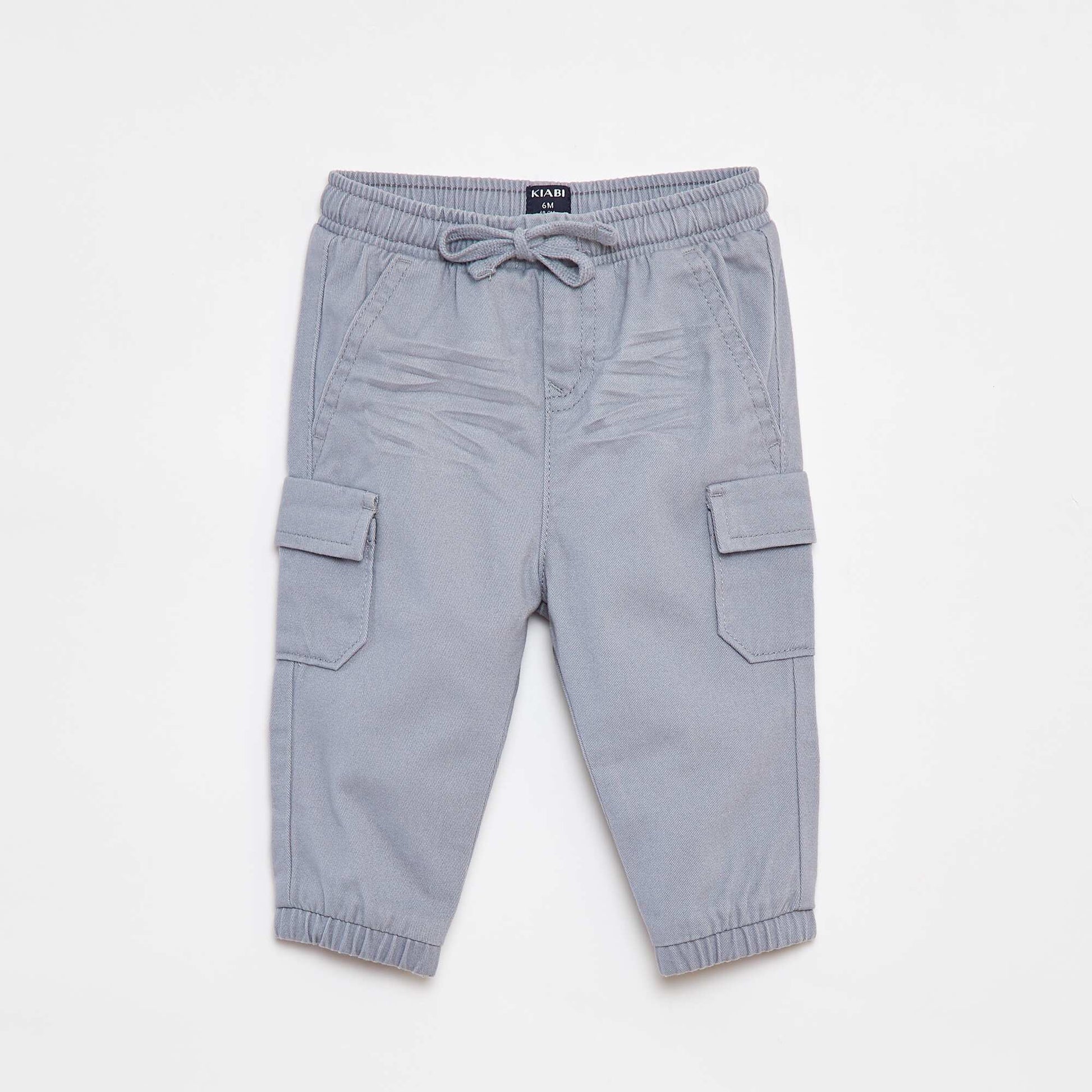 Pantalon jogger en twill avec poches à rabat BLEU