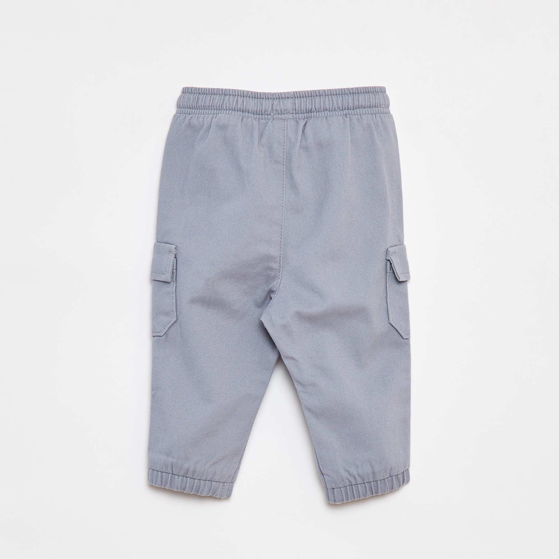 Pantalon jogger en twill avec poches à rabat BLEU