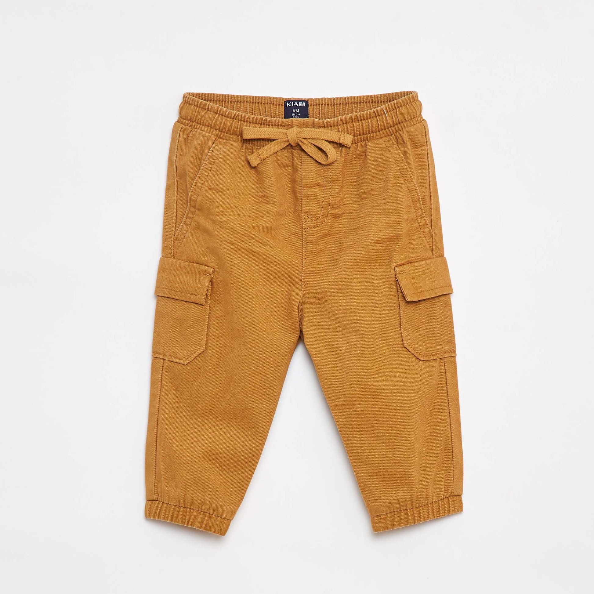 Pantalon jogger en twill avec poches à rabat BEIGE