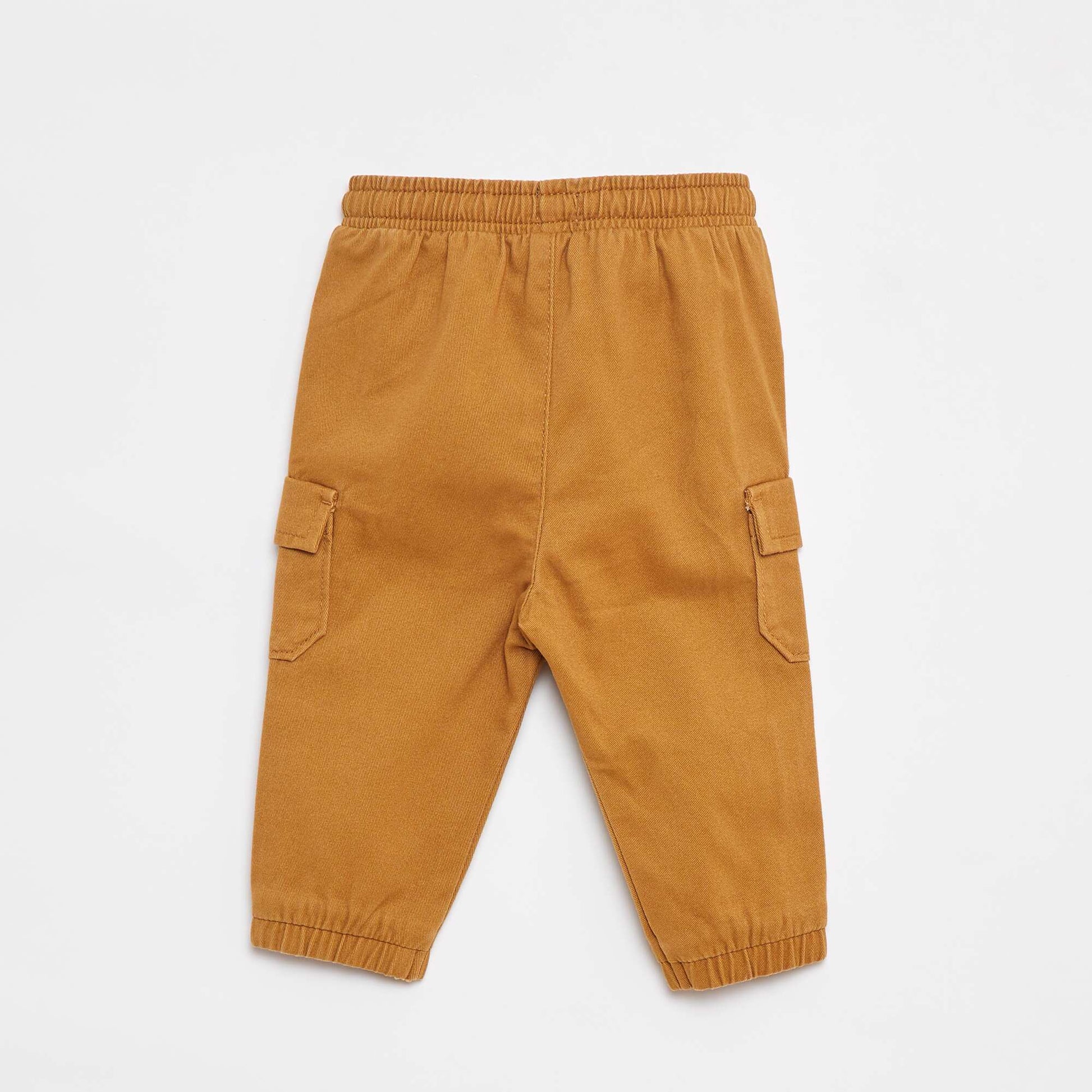Pantalon jogger en twill avec poches à rabat BEIGE