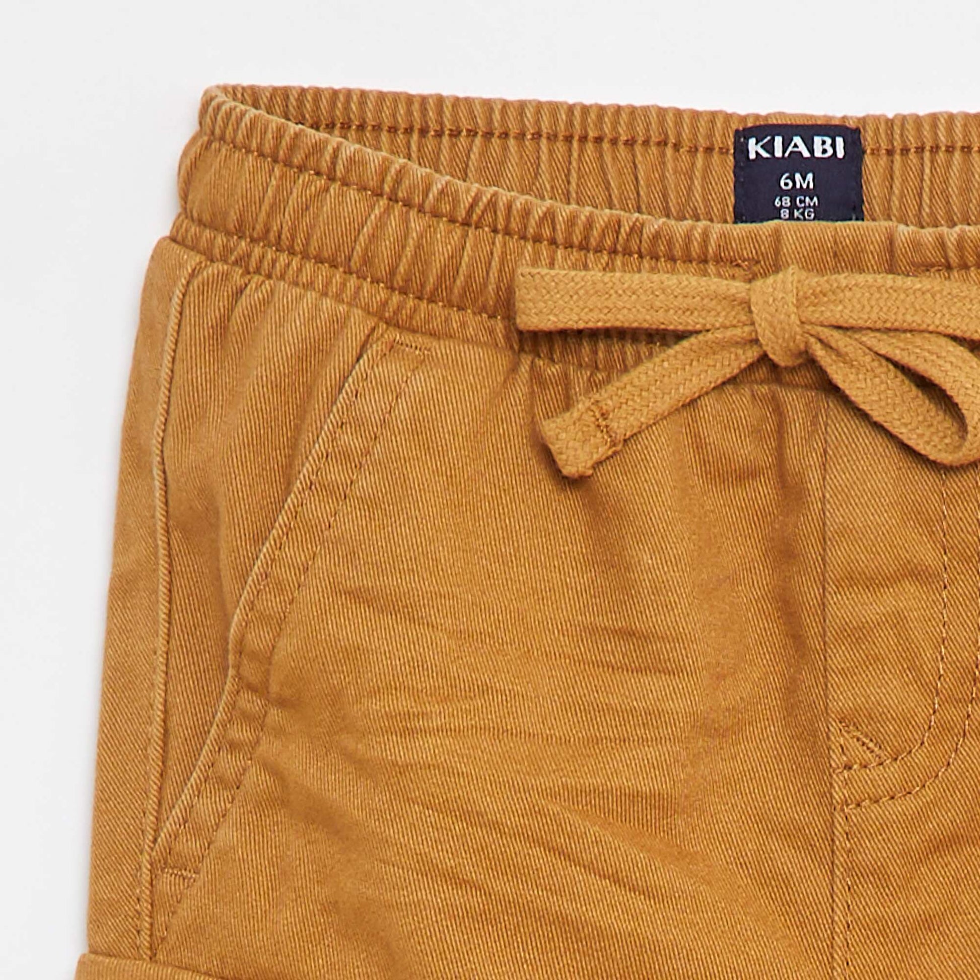 Pantalon jogger en twill avec poches à rabat BEIGE