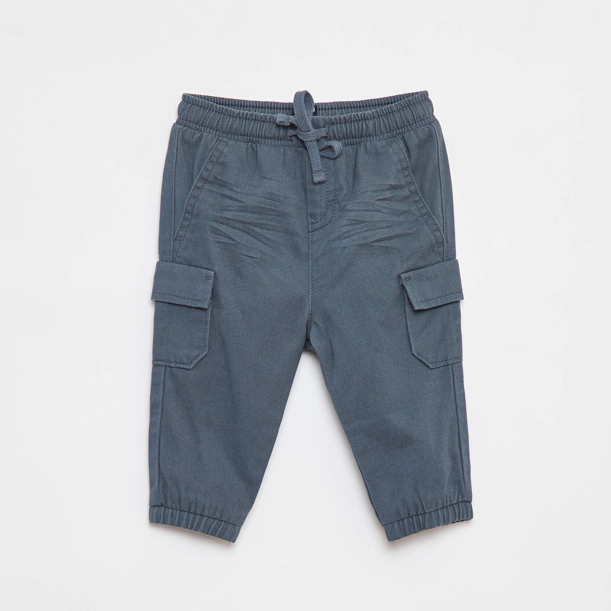Pantalon jogger en twill avec poches à rabat BLEU
