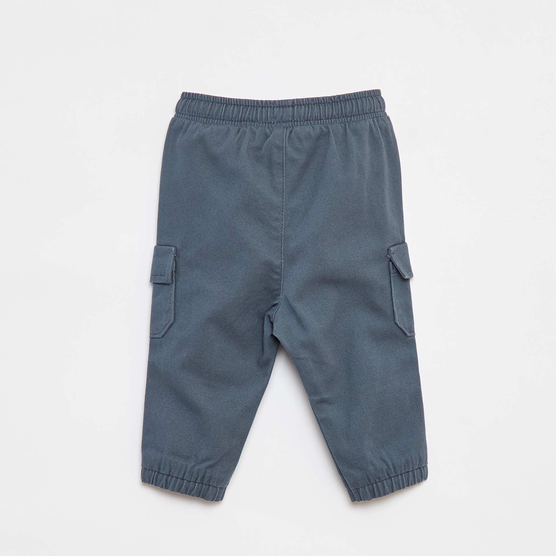 Pantalon jogger en twill avec poches à rabat BLEU
