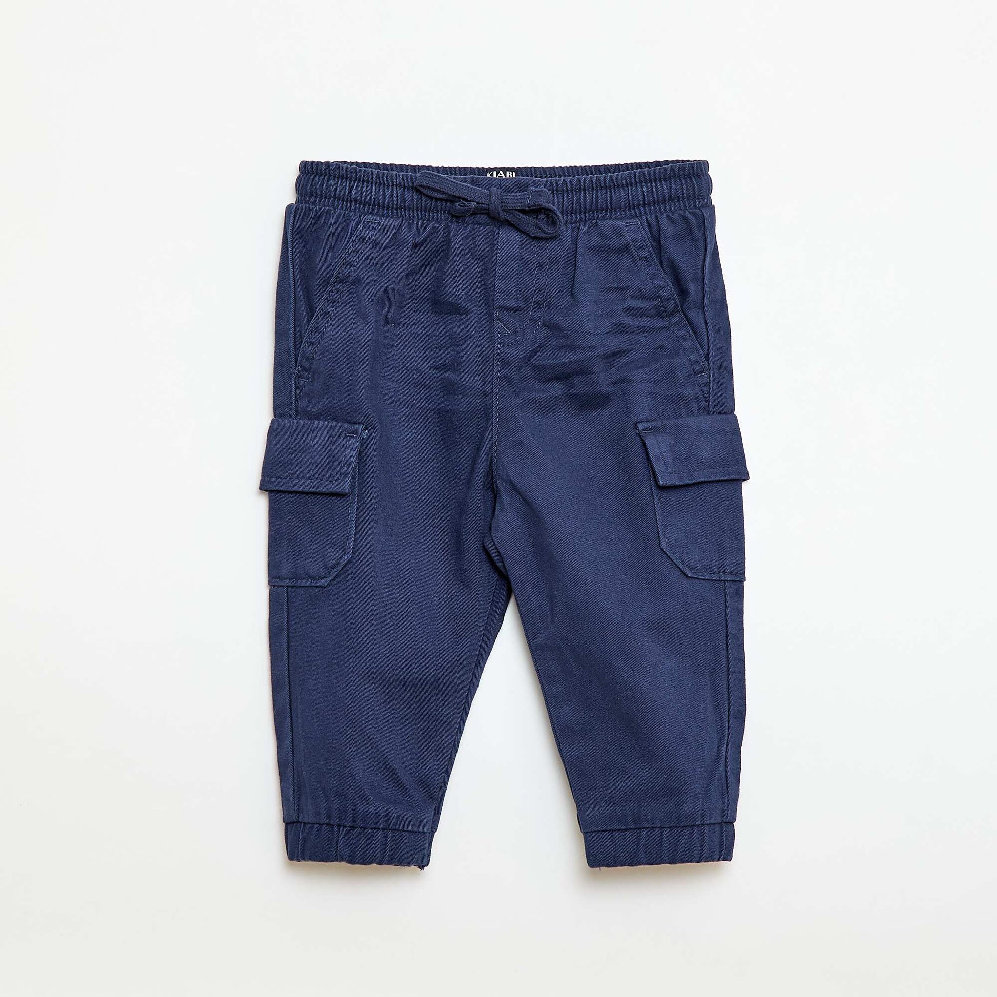 Pantalon jogger en twill avec poches à rabat BLEU