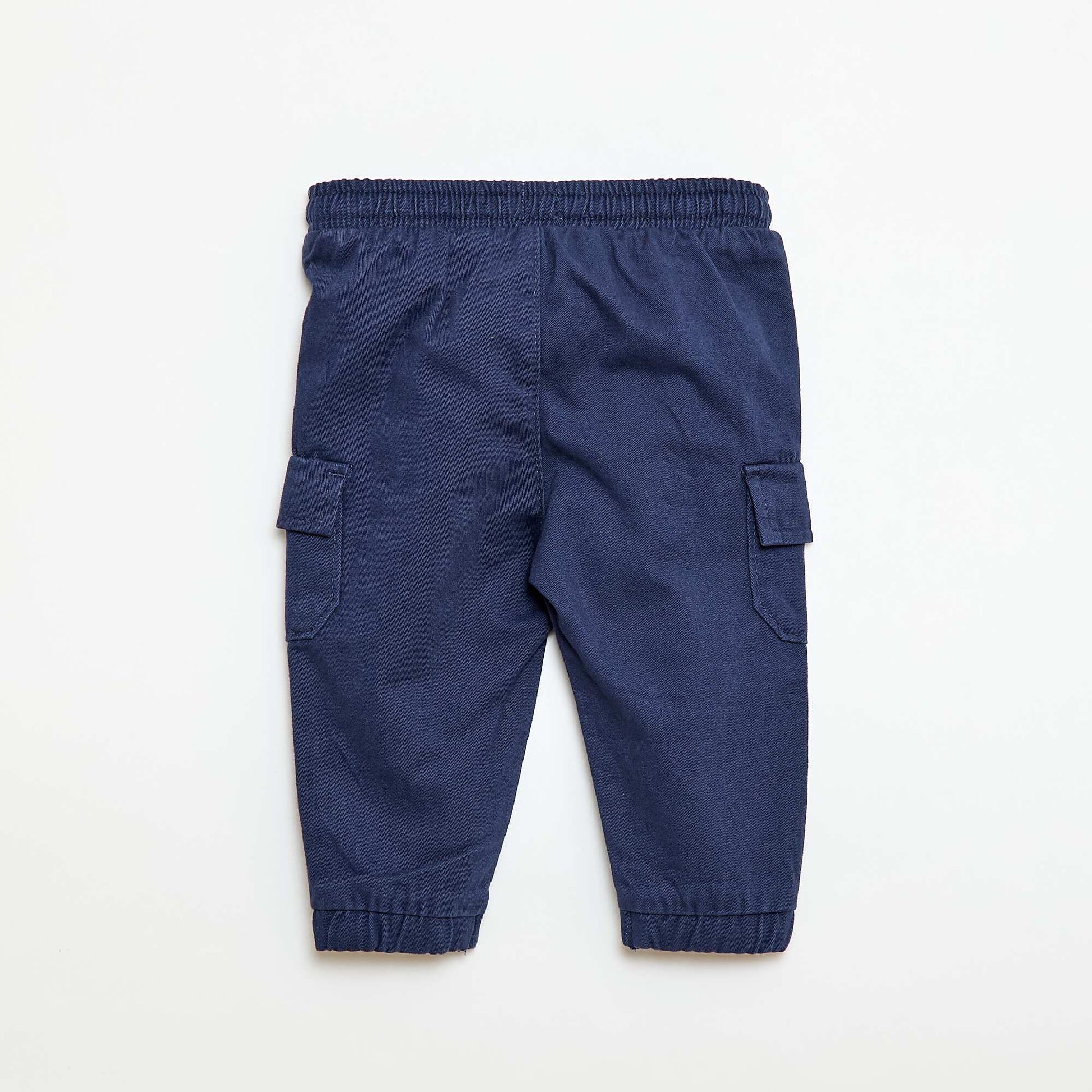 Pantalon jogger en twill avec poches à rabat BLEU
