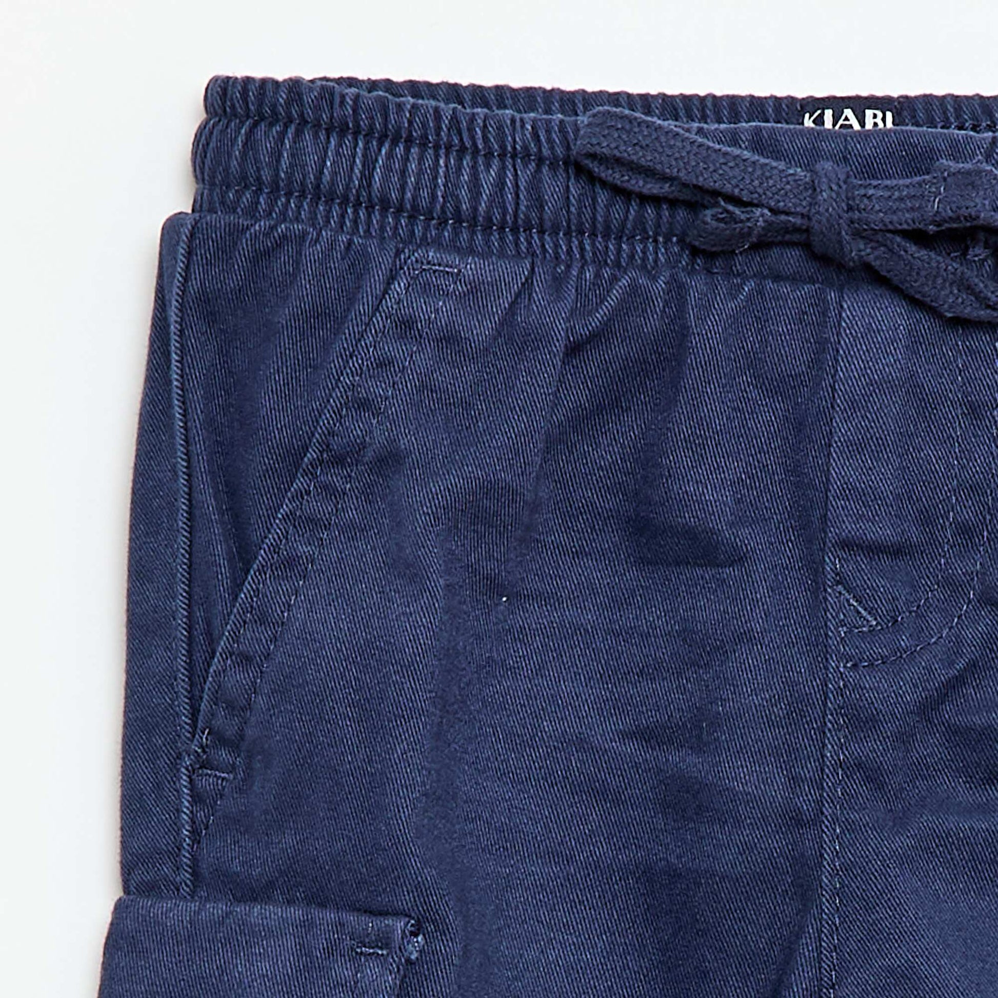 Pantalon jogger en twill avec poches à rabat BLEU