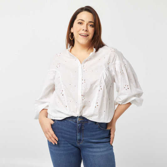 Blouse en broderie anglaise BLANC