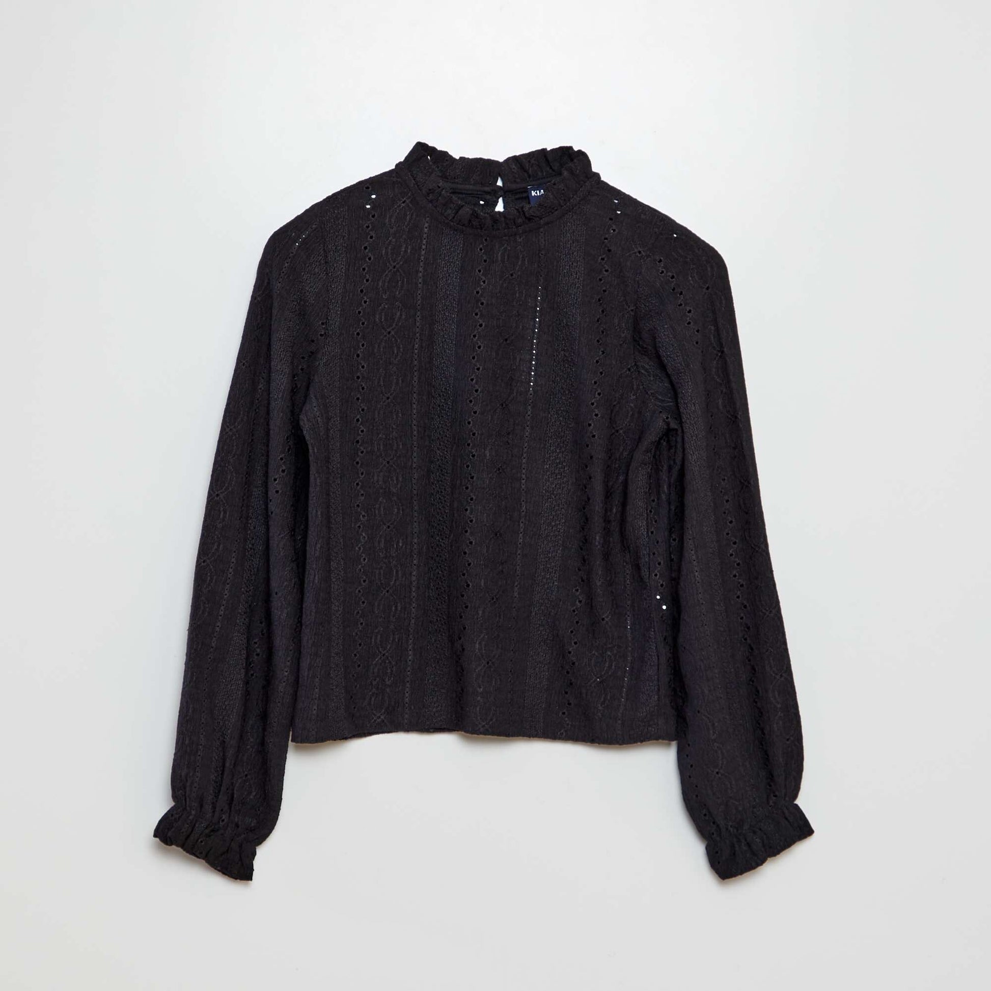 T-shirt à motifs ajourés noir