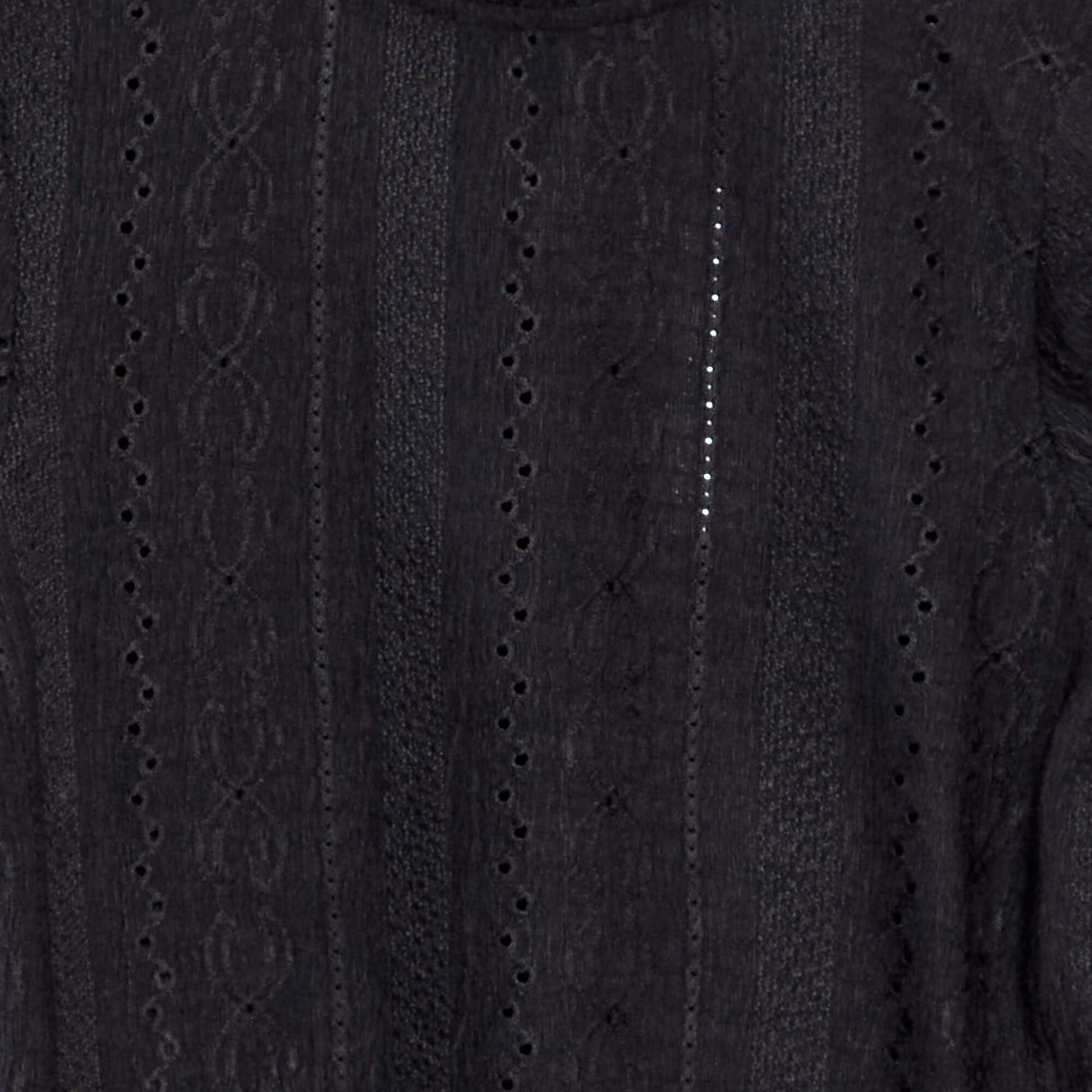 T-shirt à motifs ajourés noir