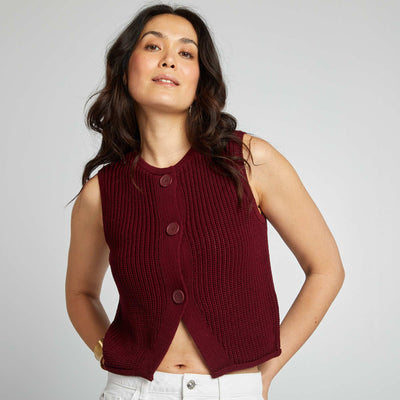 Gilet sans manches en maille BURGUNDY