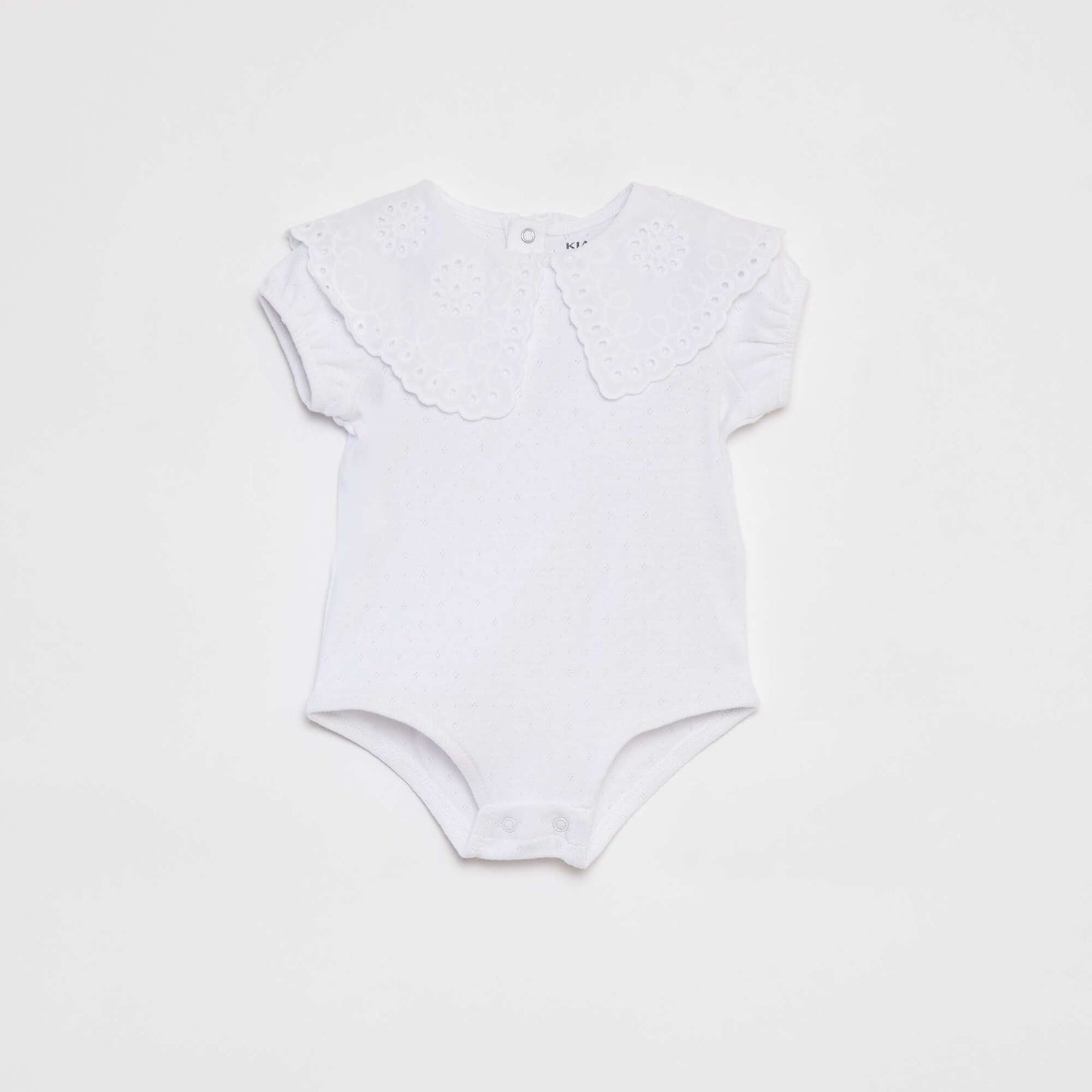 Body en pointelle avec col fantaisiste BLANC