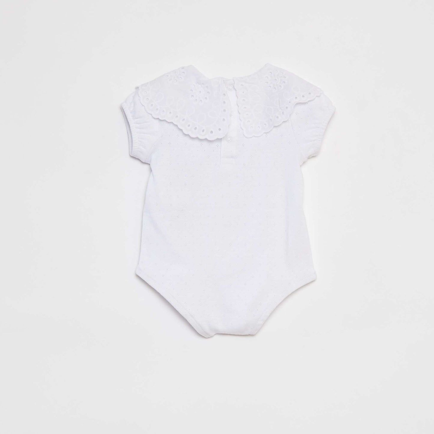 Body en pointelle avec col fantaisiste BLANC