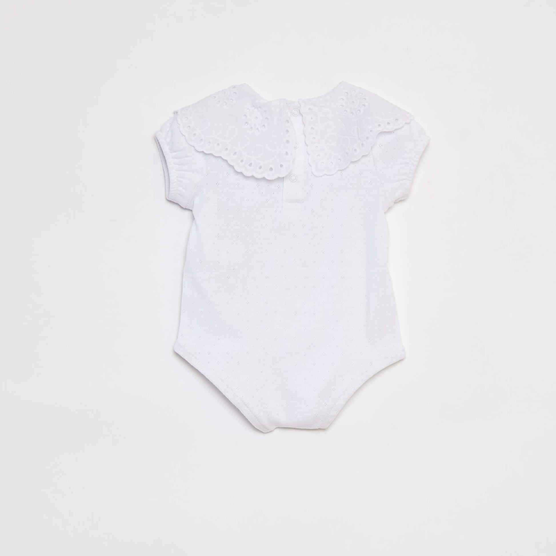 Body en pointelle avec col fantaisiste BLANC