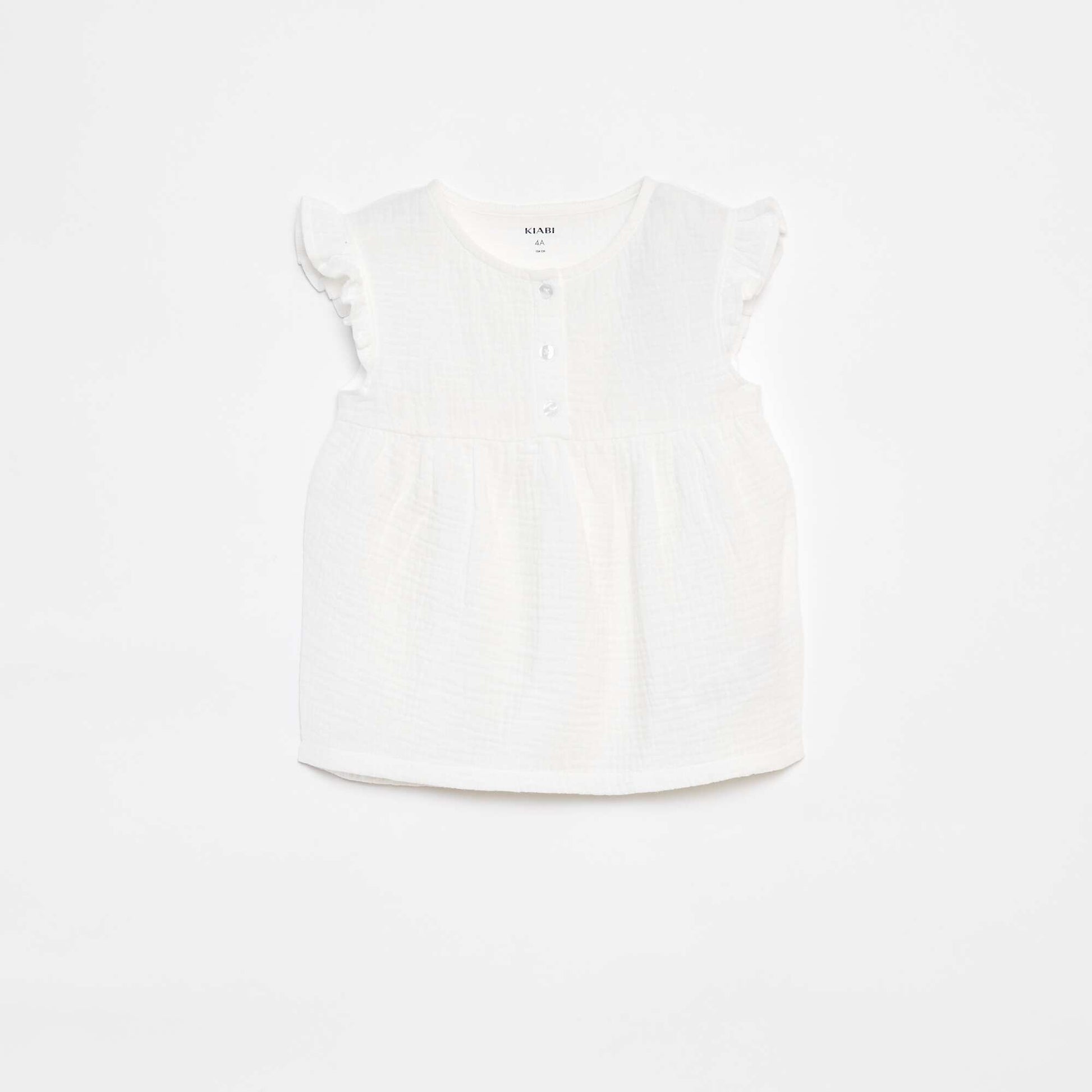 Ensemble pyjama blouse + short en lange - 2 pièces BLANC
