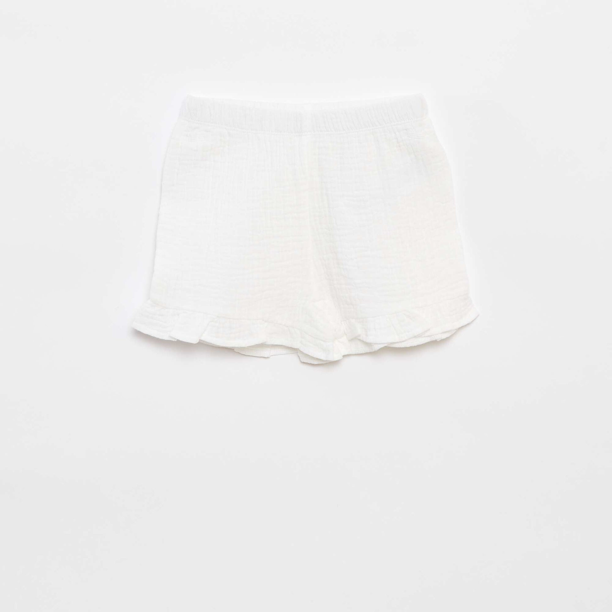 Ensemble pyjama blouse + short en lange - 2 pièces BLANC