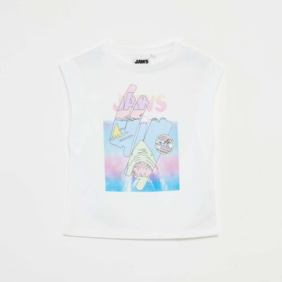 T-shirt sans manches 'Jaws' BLANC