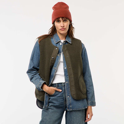 Veste sans manches effet mouton KAKI