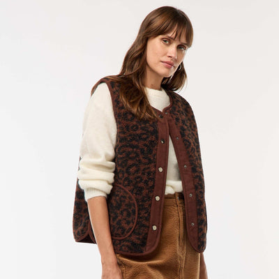 Veste sans manches en sherpa LéOPARD