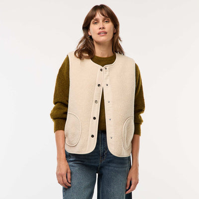 Veste sans manches en sherpa BEIGE