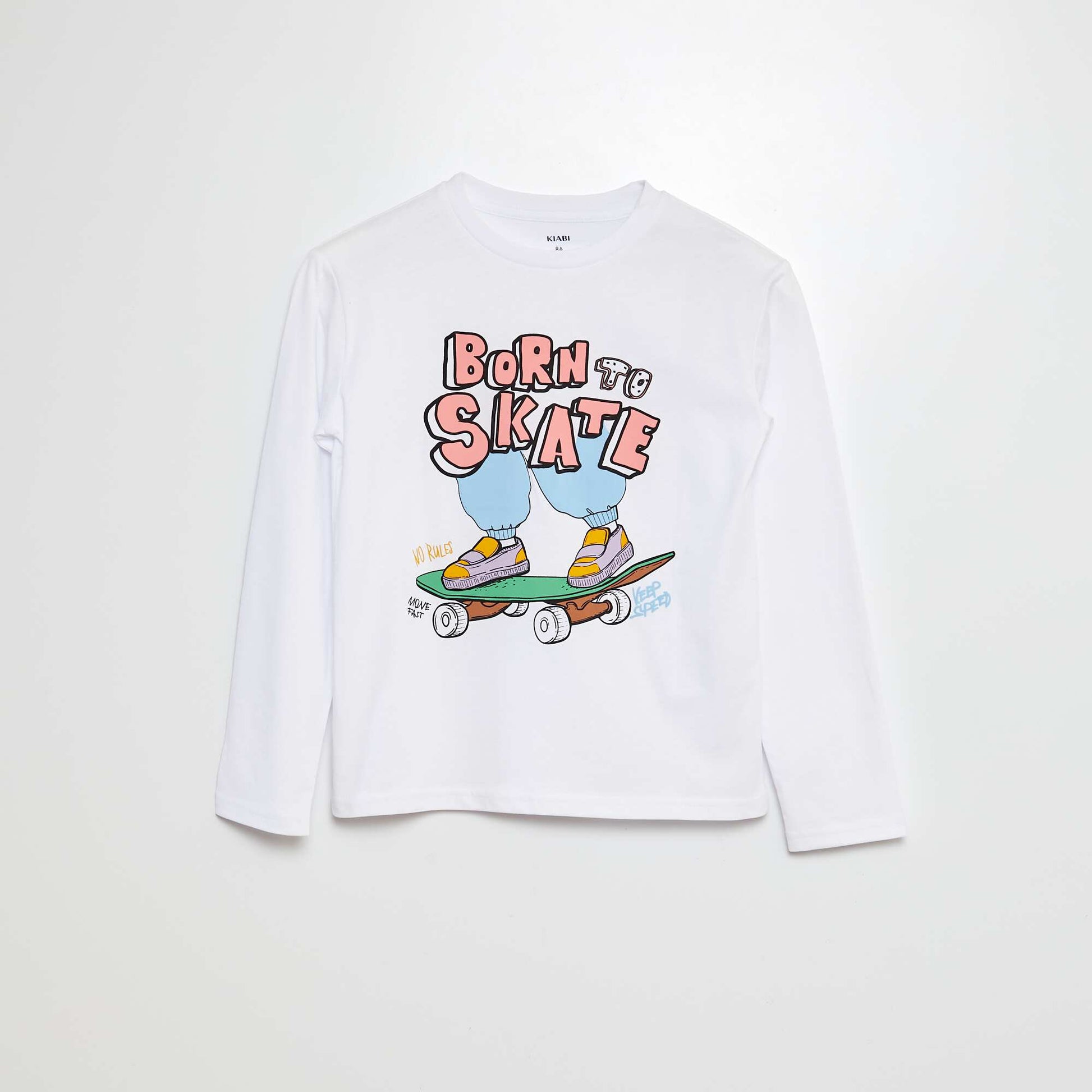 T-shirt manches longues 'Skate' BLANC