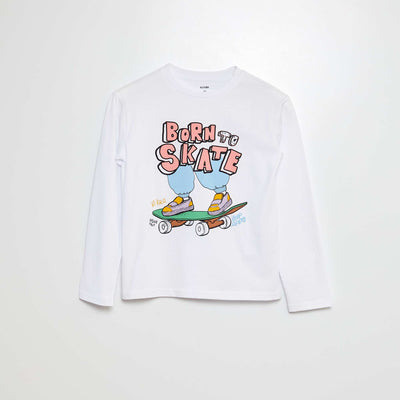 T-shirt manches longues 'Skate' BLANC