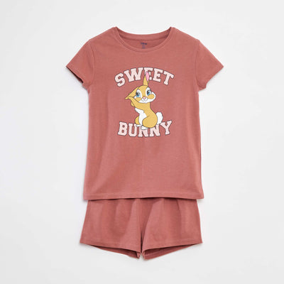 Pyjama court imprimé 'Miss Bunny' - 2 pièces ROSE