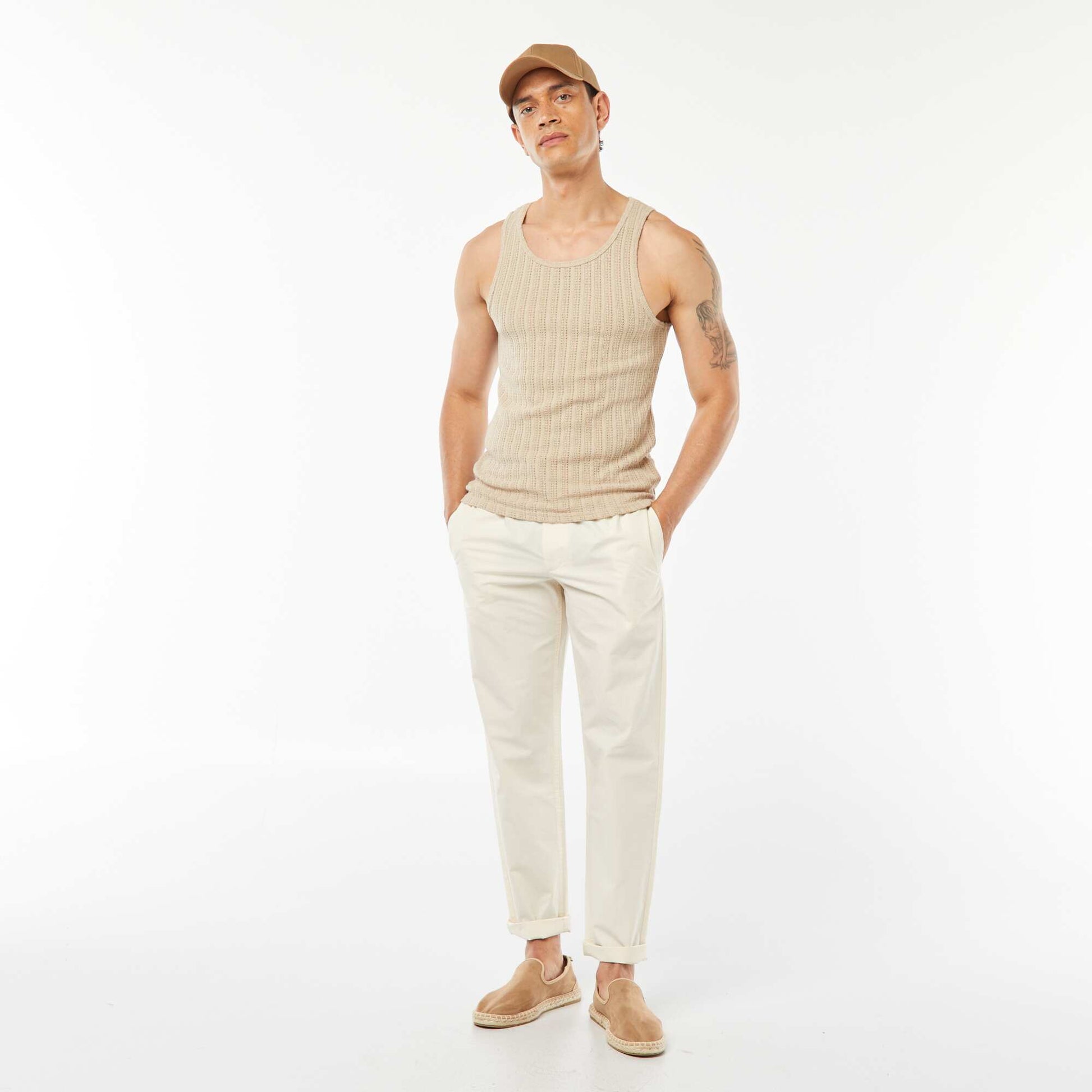 Débardeur en matière ajourée BEIGE