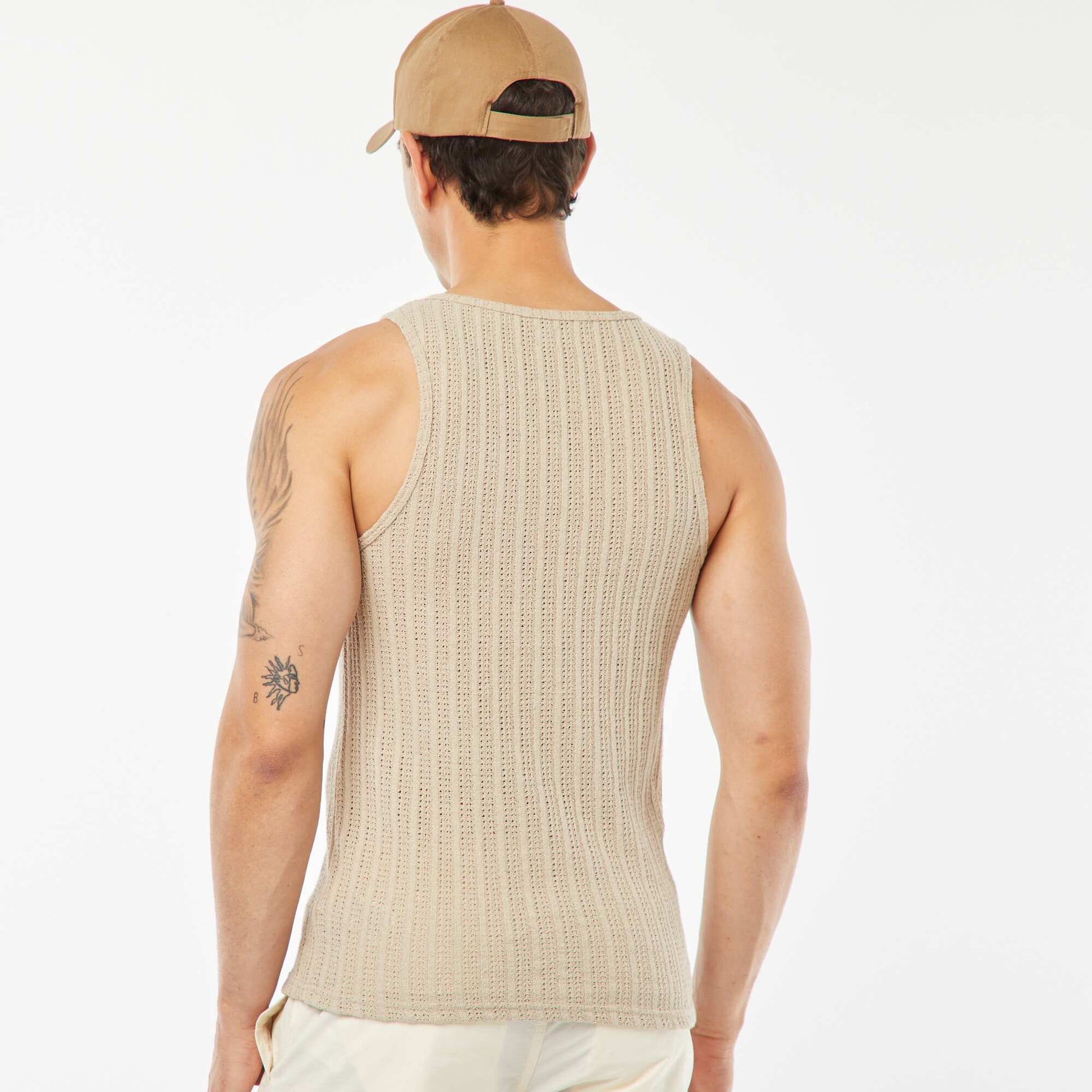 Débardeur en matière ajourée BEIGE