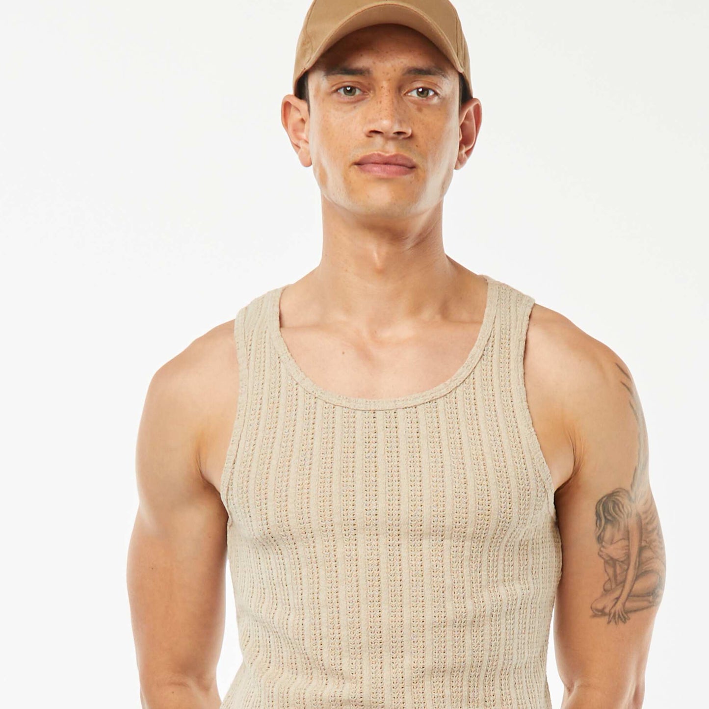 Débardeur en matière ajourée BEIGE