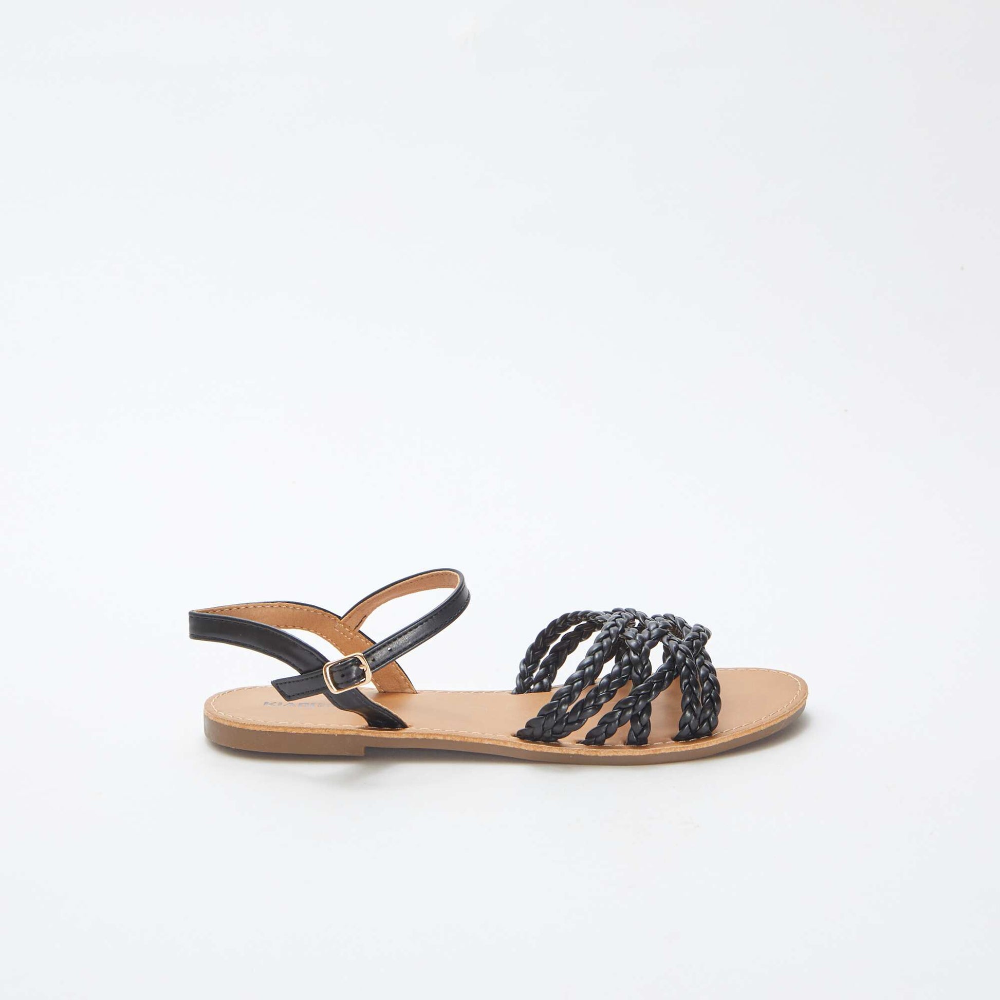 Sandales en simili avec brides tressées NOIR