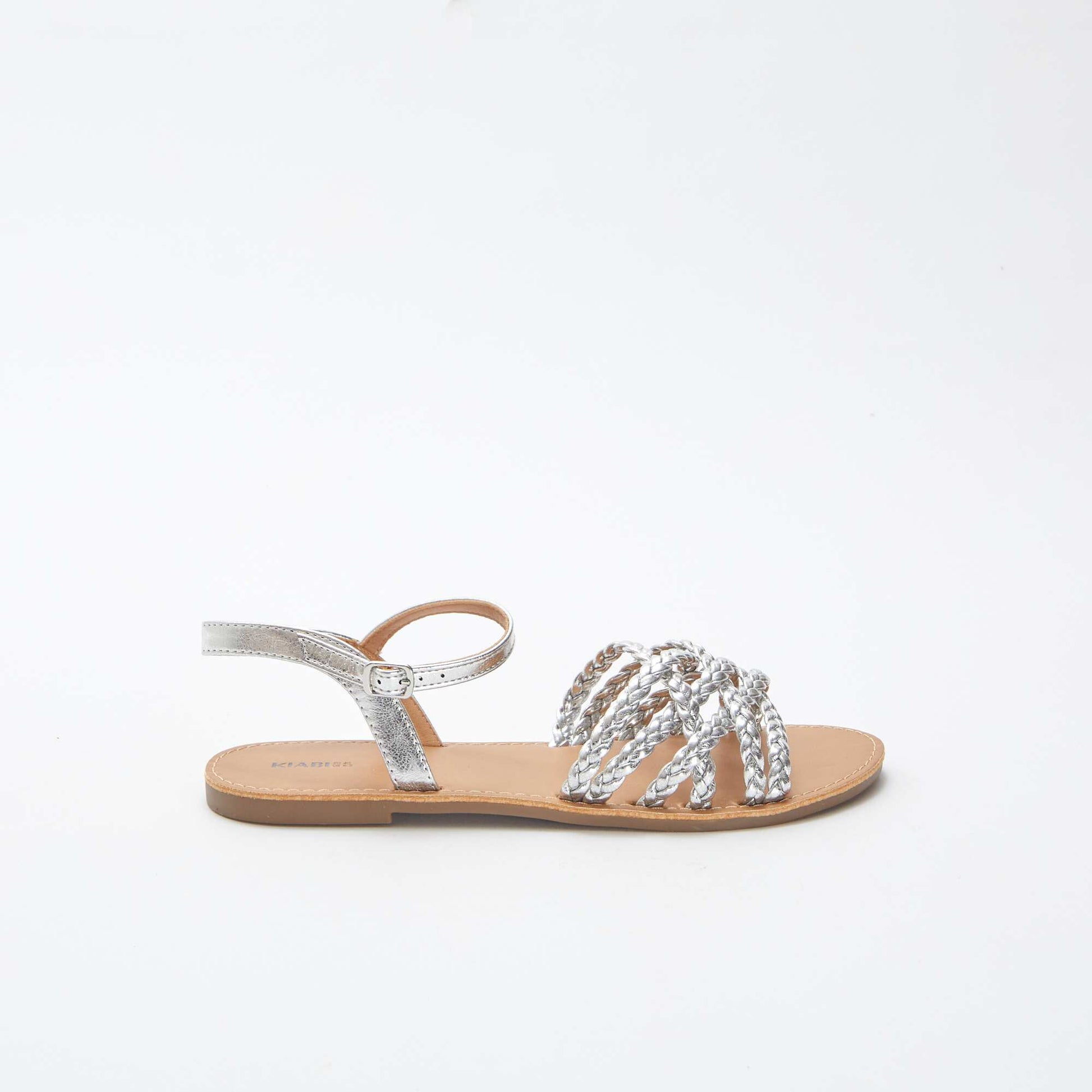 Sandales en simili avec brides tressées GRIS
